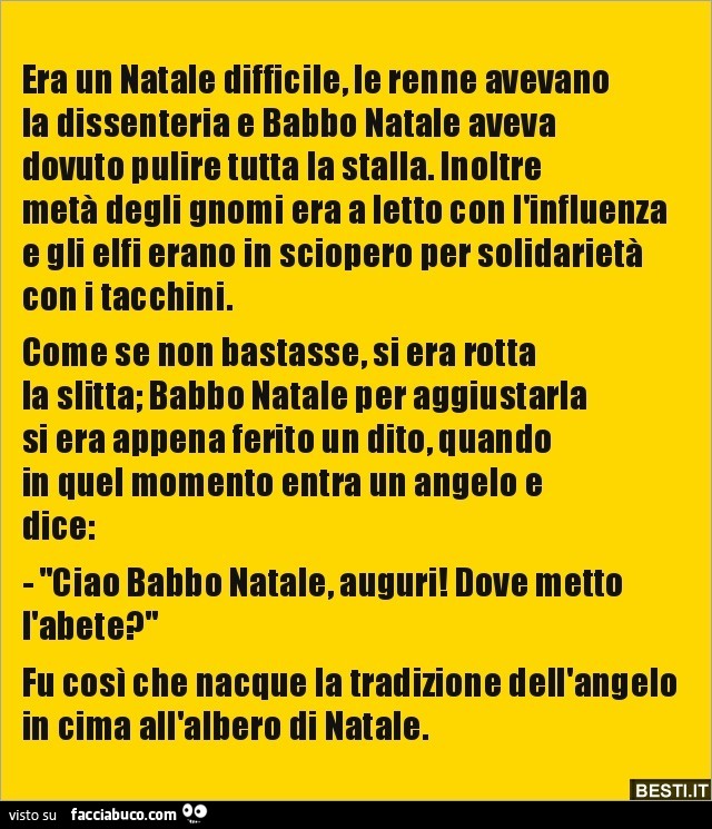 Era un natale difficile, le renne avevano la dissenteria e babbo natale aveva dovuto pulire tutta la stalla. Inoltre metà degli gnomi era a letto con l'influenza e gli elfi erano in sciopero per solidarietà con i tacchini. Come se non bastasse, si er