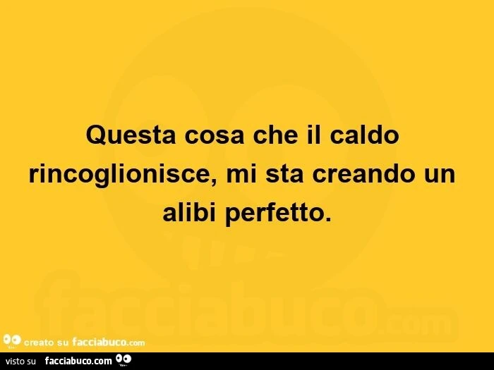 Questa cosa che il caldo rincoglionisce, mi sta creando un alibi perfetto
