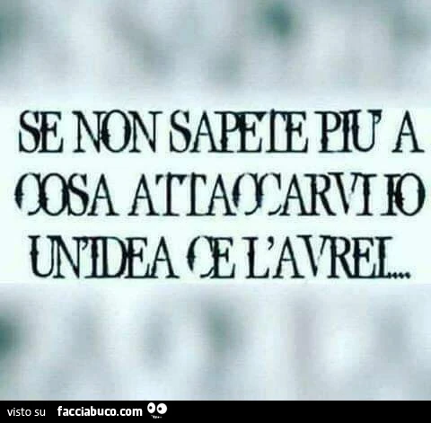 Se non sapete a cosa attaccarvi io un'idea ce l'avrei