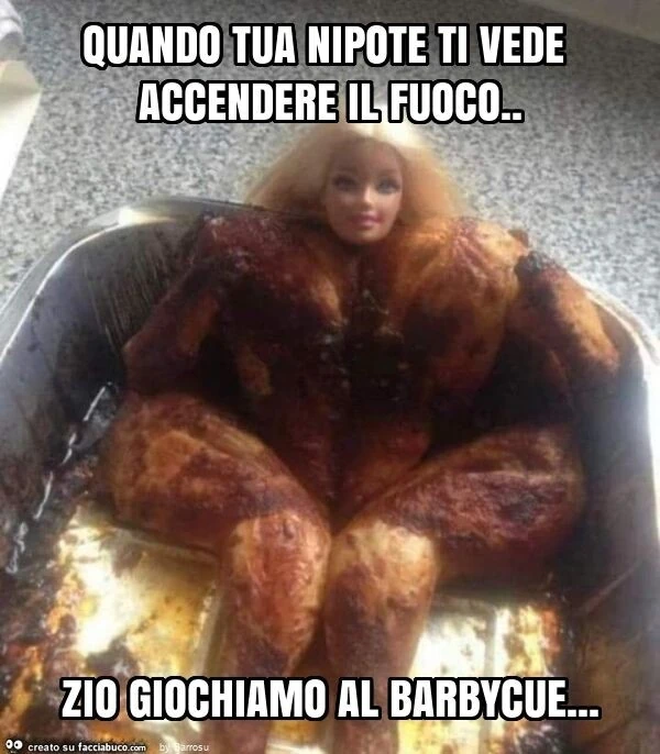 Quando tua nipote ti vede accendere il fuoco. Zio giochiamo al barbycue