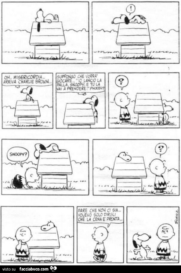 Charlie Brown cerca Snoopy per la cena e non per giocare