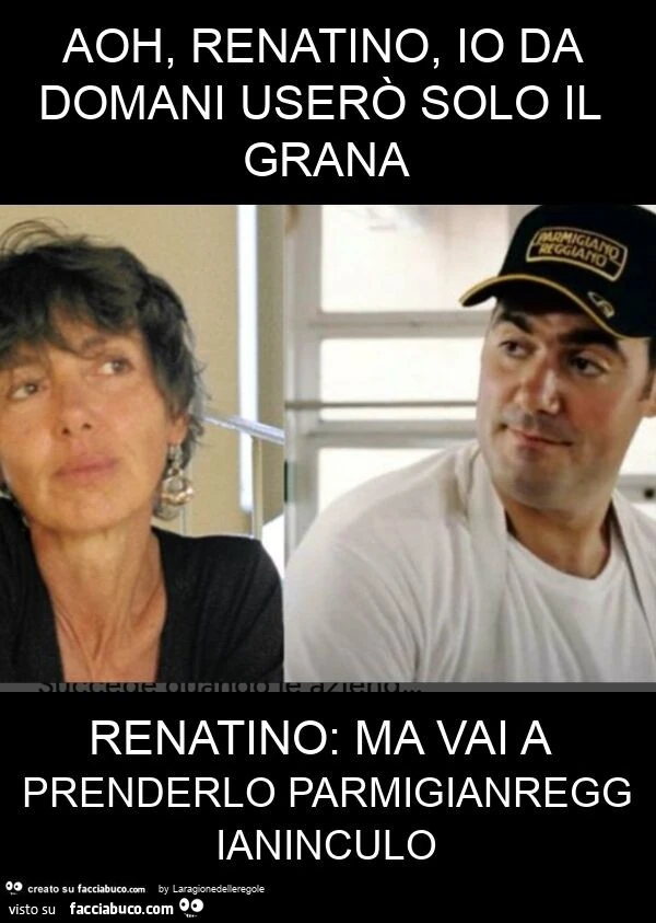 Aoh, renatino, io da domani userò solo il grana renatino: ma vai a prenderlo parmigianreggianinculo