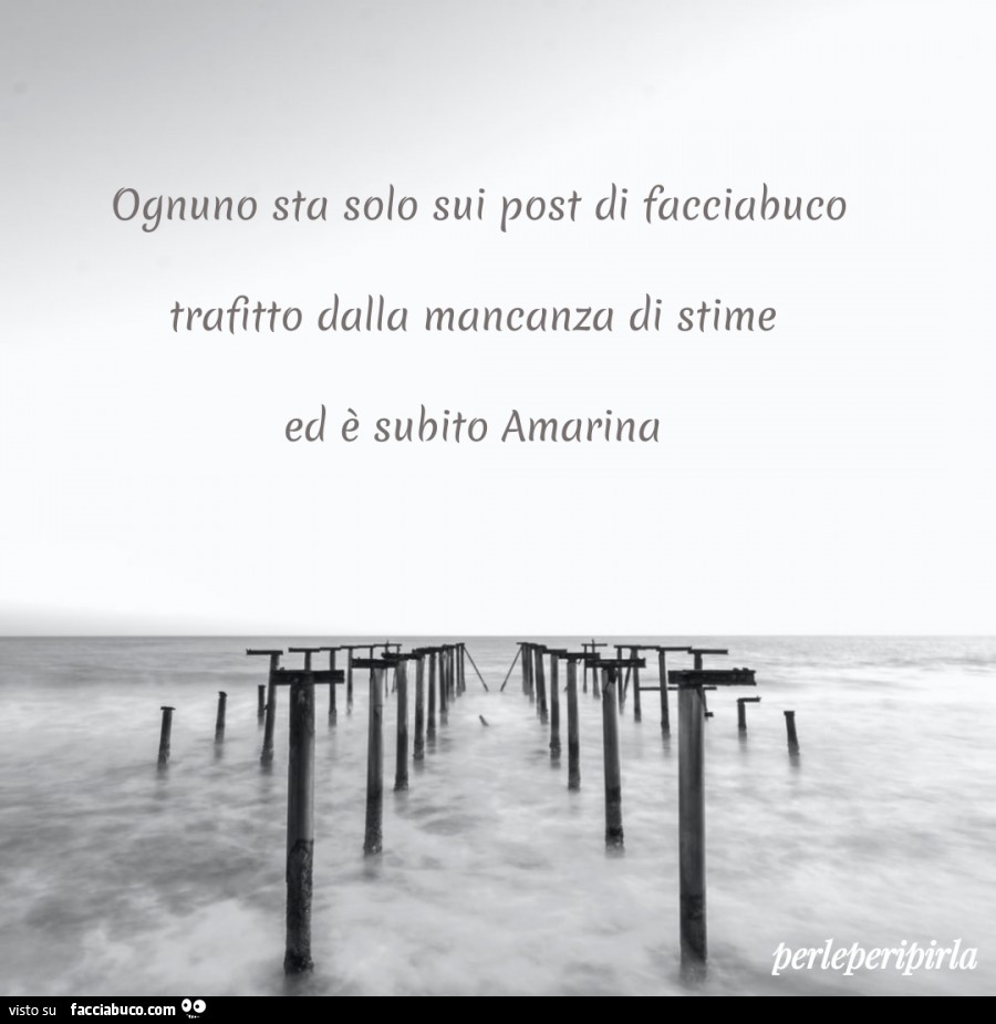 Ognuno sta solo sui post di facciabuco trafitto dalla mancanza di stime ed è subito amarina