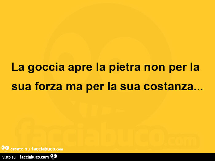 La goccia apre la pietra non per la sua forza ma per la sua costanza