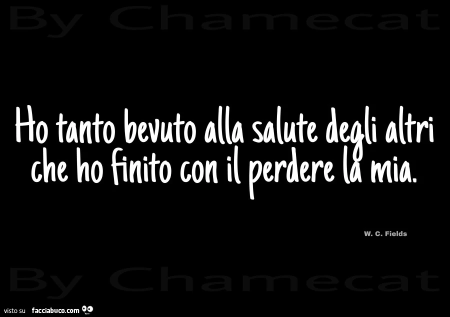 Ho tanto bevuto alla salute degli altri che ho finito con il perdere la mia