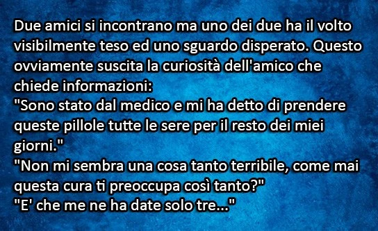 Due amici si incontrano ma uno dei due ha il volto di visibilmente teso ed uno sguardo disperato. Questo ovviamente suscita la curiosità dell'amico che chiede informazioni