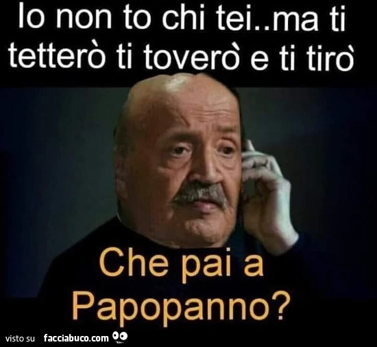 Io non to chi tei. Ma ti tetterò ti toverò e ti tirò che pai a papopanno?