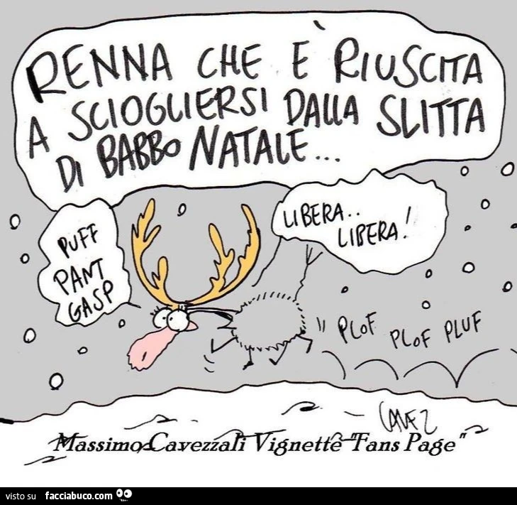 Renna che è riuscita a liberarsi. Vignetta Cavez