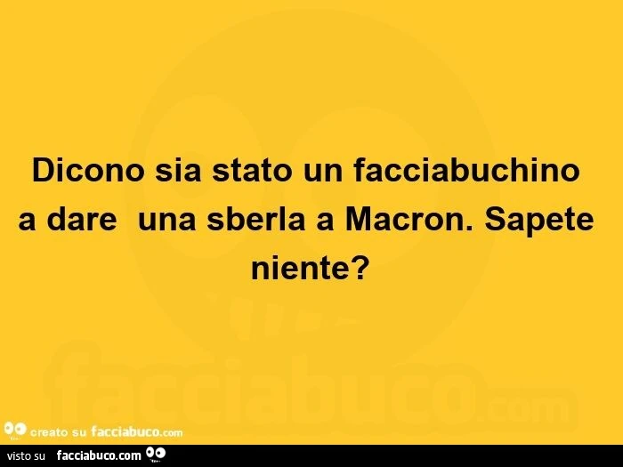 Dicono sia stato un facciabuchino a dare una sberla a macron. Sapete niente?  