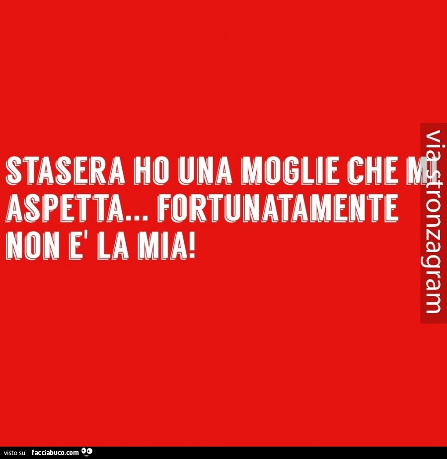 Stasera ho una moglie che mi aspetta… fortunatamente non è la mia