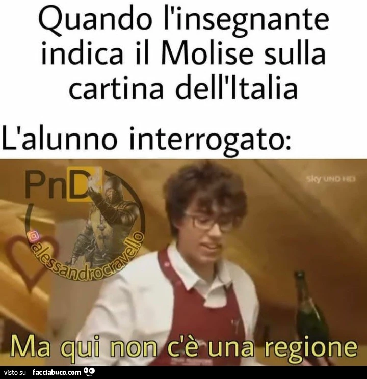 Quando l' insegnante indica il Molise sulla cartina dell' Italia: L'alunno