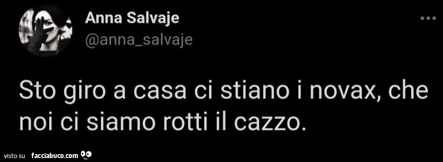 Sto giro a casa ci stiano i novax, che noi ci siamo rotti il cazzo