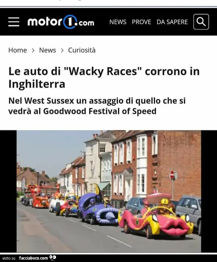 Le auto di wacky races corrono in Inghilterra