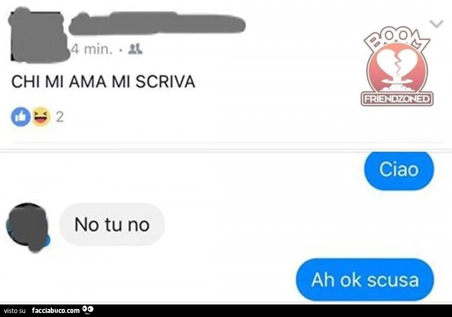 Chi mi ama mi scriva. Ciao. No tu no. Ah ok scusa