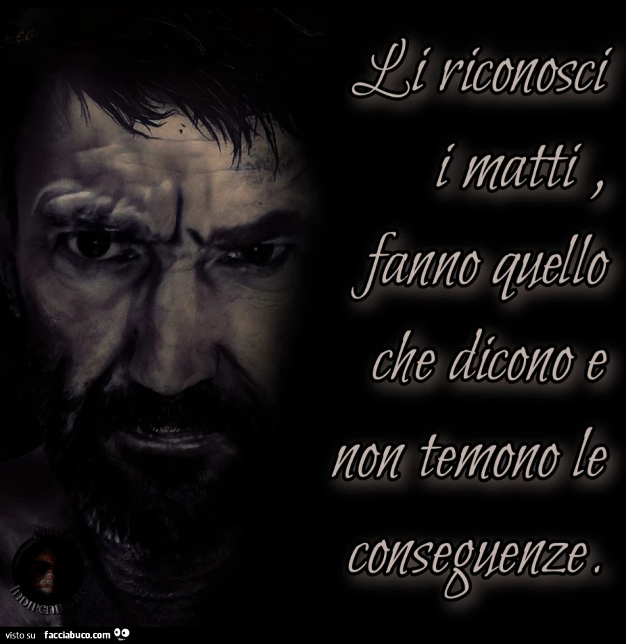 Li riconosci i matti, fanno quello che dicono e non temono le conseguenze