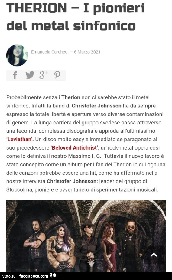 Therion i pionieri del metal sinfonico