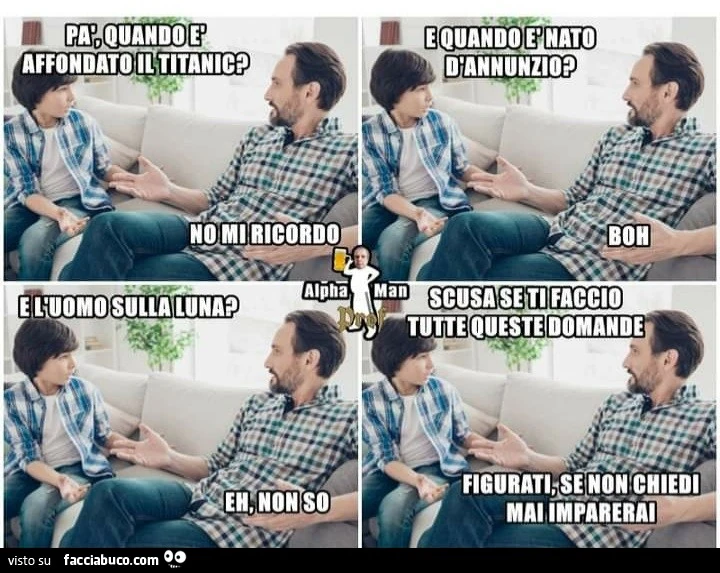 Papà quand'è affondato il Titanic no mi ricordo e quando è nato d 'annunzio