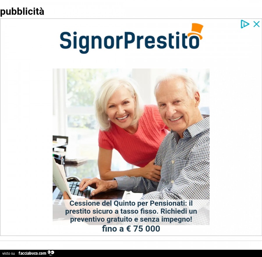 Pubblicità cessione del quinto per pensionati