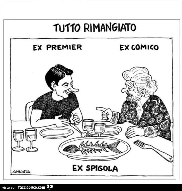 Tutto rimangiato. Ex premier. Ex comico. Ex spigola