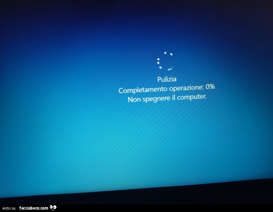 Pulizia completamento operazione: 0% non spegnere il computer