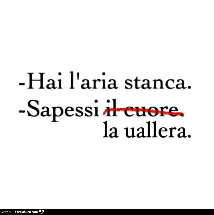 Hai l'aria stanca. Sapessi la uallera
