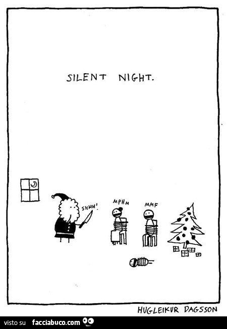 Silent night. Vignetta black humor. Babbo Natale assassink