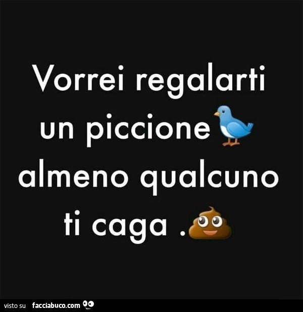 Vorrei regalarti un piccione almeno qualcuno ti caga