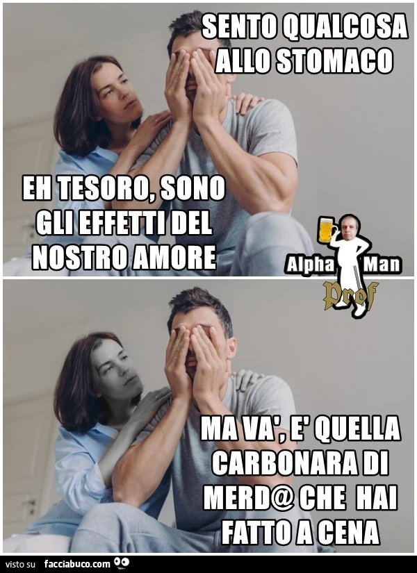 Coppia felice Lui e Lei Mal di stomaco