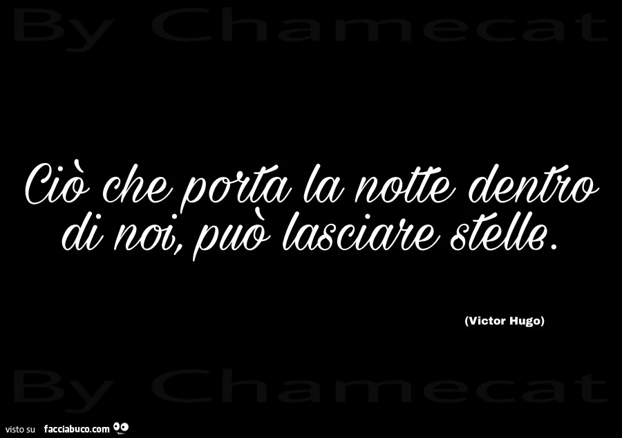 Ciò che porta la notte dentro di noi, può lasciare stelle. Victor Hugo