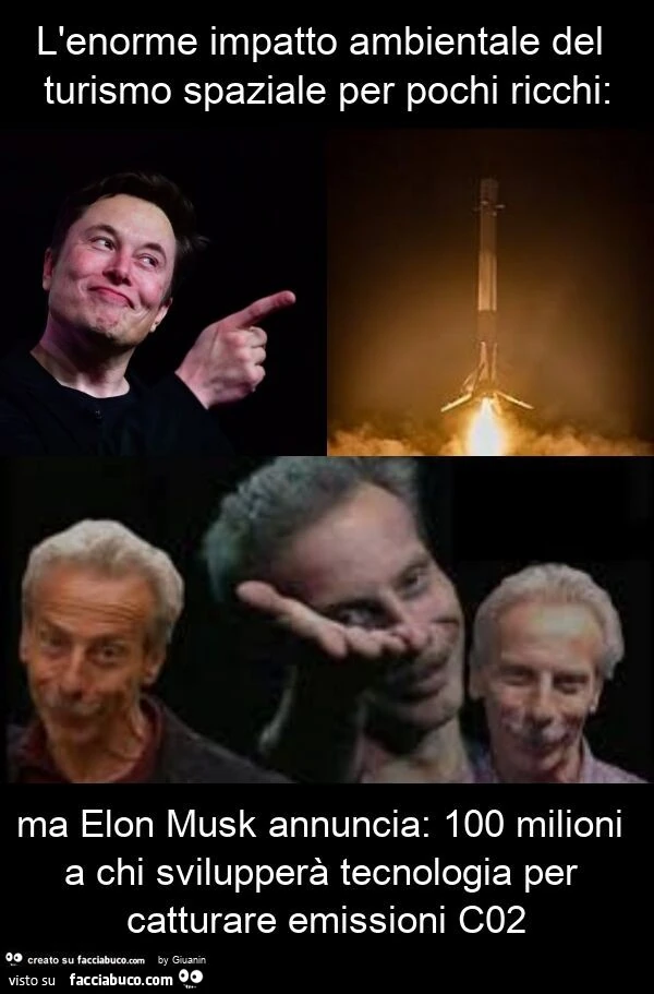 L'enorme impatto ambientale del turismo spaziale per pochi ricchi: ma elon musk annuncia: 100 milioni a chi svilupperà tecnologia per catturare emissioni c02