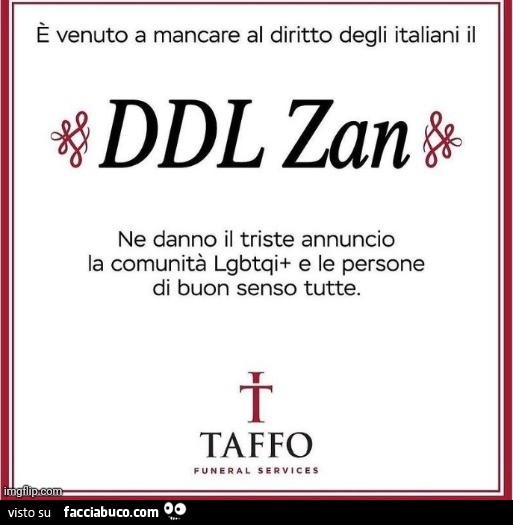 È venuto a mancare al diritto degli italiani il ddl zan ne danno il triste annuncio la comunità lgbtqi e le persone di buon senso tutte