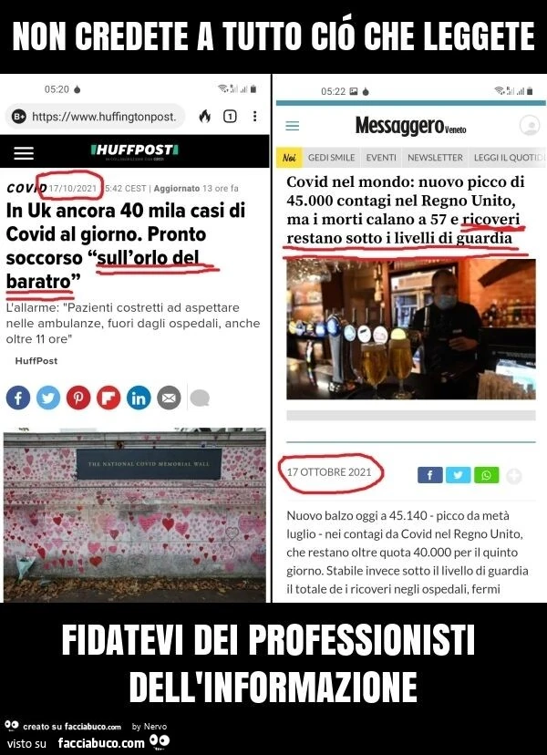 Non credete a tutto ció che leggete fidatevi dei professionisti dell'informazione