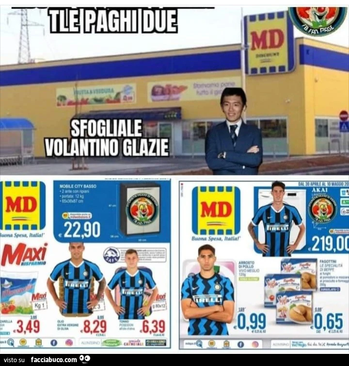 Tle paghi due sfogliale volantino glazie