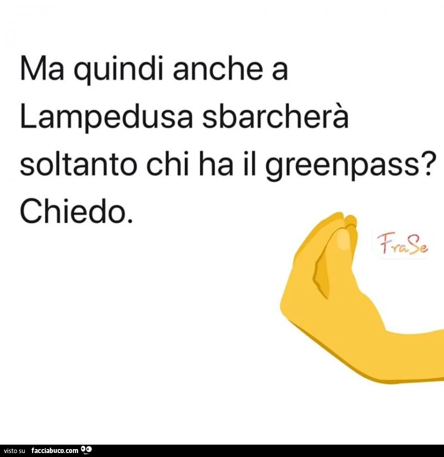 Ma quindi anche a lampedusa sbarcherà soltanto chi ha il greenpass? Chiedo