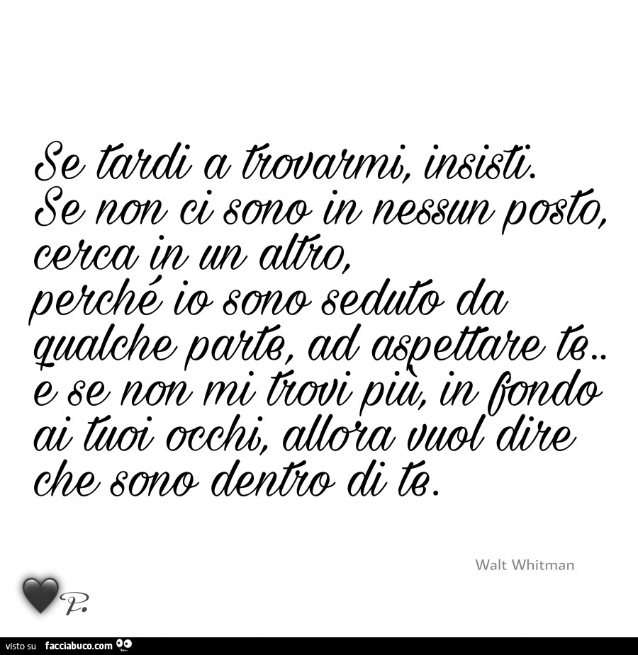 Se tardi a trovarmi insisti