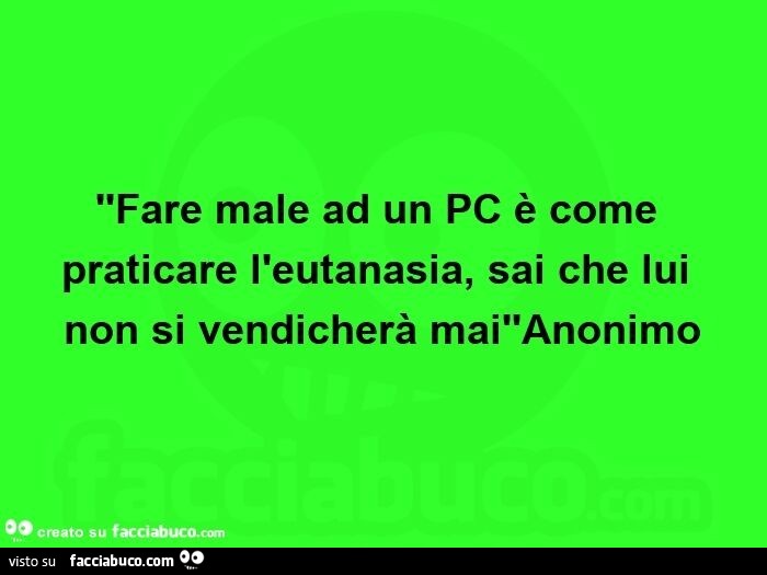 Fare male ad un pc è come praticare l'eutanasia, sai che lui non si vendicherà mai