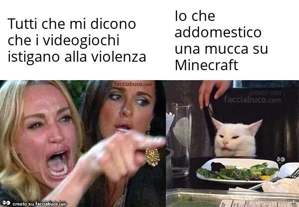 Tutti che mi dicono che i videogiochi istigano alla violenza. Io che addomestico una mucca su minecraft