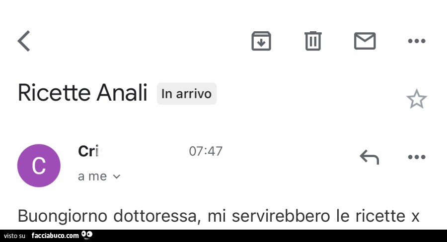 Ricette anali. Buongiorno dottoressa, mi servirebbero le ricette x