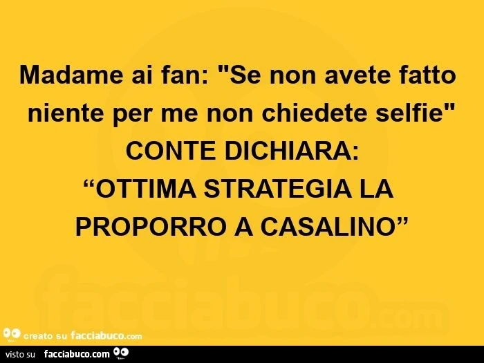 Madame ai fan: se non avete fatto niente per me non chiedete selfie conte dichiara: ottima strategia la proporrò a casalino