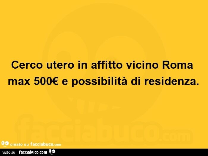 Cerco utero in affitto vicino roma max 500€ e possibilità di residenza.  