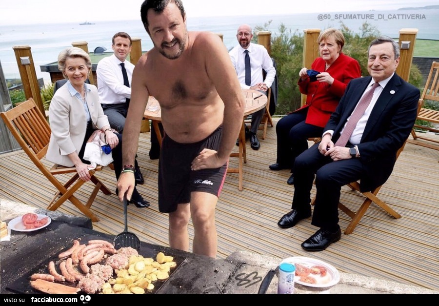 Salvini che griglia al G7 in Cornovaglia