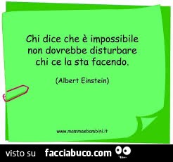 Chi dice che è impossibile non dovrebbe disturbare chi ce la sta facendo. Albert Einstein