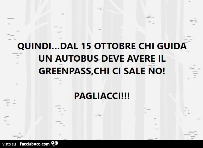 Quindi&hellip; dal 15 ottobre chi guida un autobus deve avere il greenpass, chi ci sale no! Pagliacci
