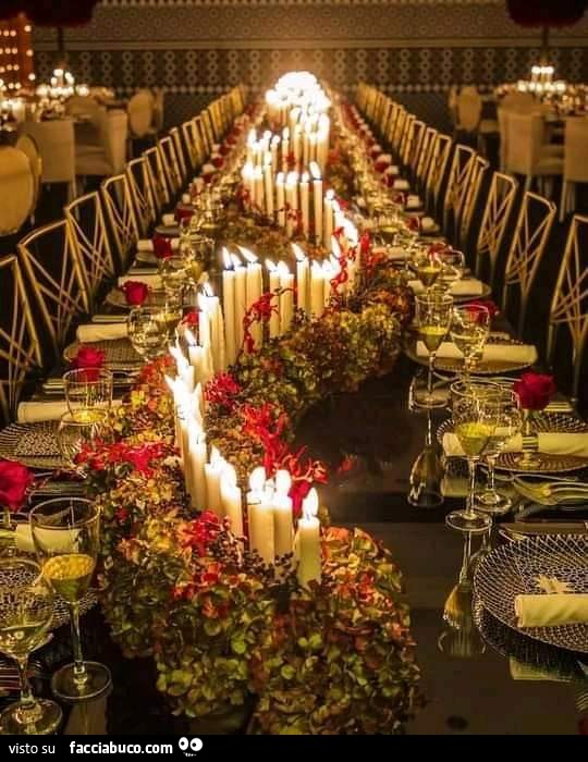 Candele in lunga tavolata