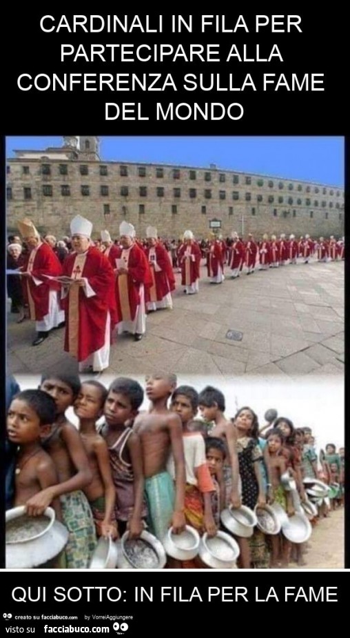 Cardinali in fila per partecipare alla conferenza sulla fame del mondo qui sotto: in fila per la fame
