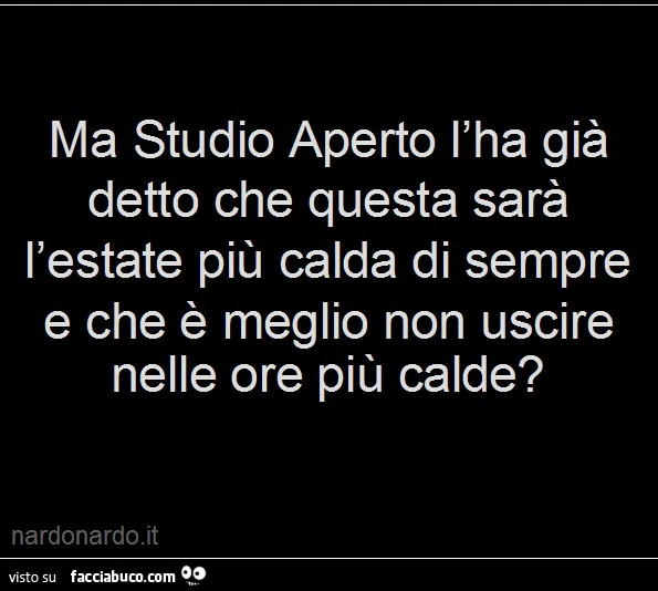 Ma studio aperto l'ha già detto che questa sarà l'estate più calda di sempre e che è meglio non uscire nelle ore più calde?