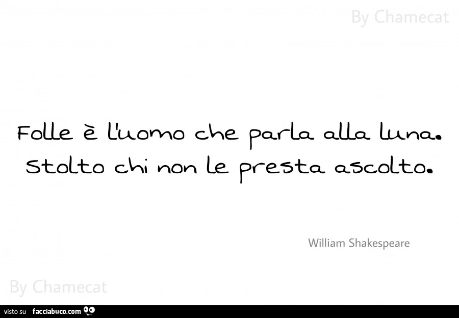 Folle è l'uomo che parla alla luna. Stolto chi non le presta ascolto. William Shakespeare