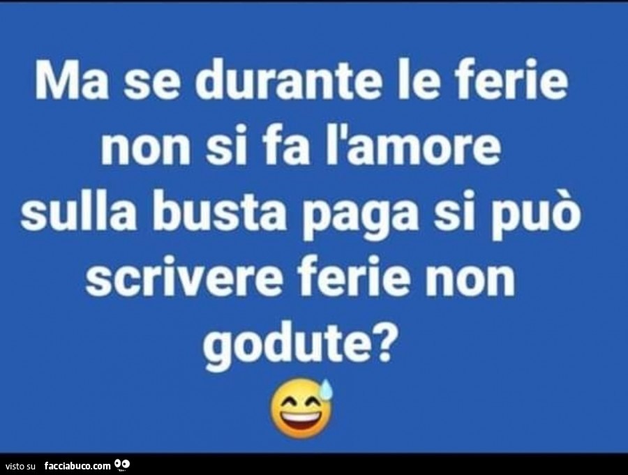 Ma se durante le ferie non si fa l'amore sulla busta paga si può scrivere ferie non godute?