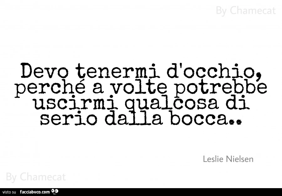 Devo tenermi d'occhio, perché a volte potrebbe uscirmi qualcosa di serio dalla bocca. Leslie Nielsen