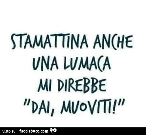 Stamattina anche una lumaca mi direbbe dai muoviti